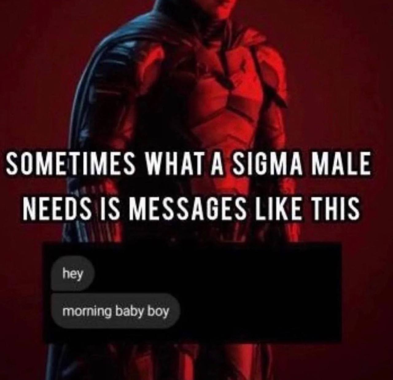 SOMETIMES WHAT A SIGMA MALE NEEDS IS MESSAGES LIKE THIS hey moming baby boy