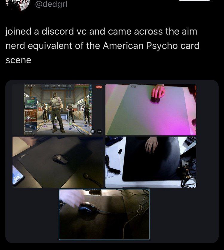 joined a discord and came across the aim nerd equivalent of the American Psycho card 5сепе 4 у