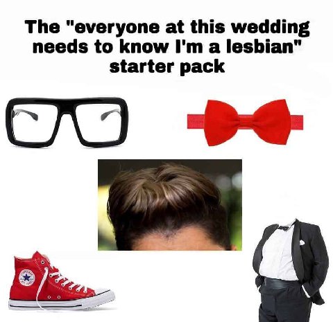 The "everyone at this wedding needs to know a lesbian" starter pack