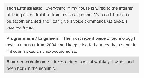 Tech Enthusiasts: Everything in my house is wired to the Internet of Things! control it all from my smartphone! My smart-house is bluetooth enabled and can give it voice commands via alexa! love the f