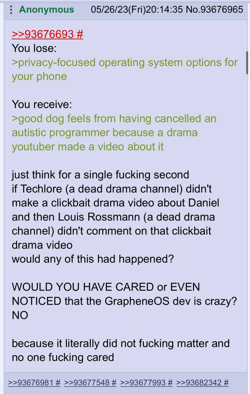just think for a single fucking second
if some schizos didn’t tell you about free software
WOULD YOU HAVE CARED or EVEN NOTICED that they ship proprietary spyware by default? NO
because it literally d