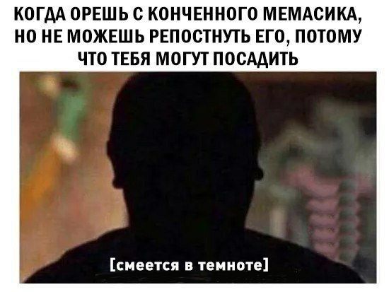КОГДА ОРЕШЬ С КОНЧЕННОГО МЕМАСИКА, НО НЕ МОЖЕШЬ РЕПОСТНУТЬ ЕГО, ПОТОМУ ЧТО ТЕБЯ МОГУТ ПОСАДИТЬ [смеется в темноте]