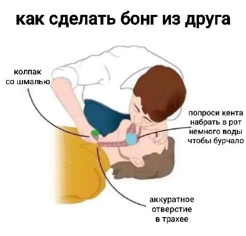 как сделать бонг из друга колпак шмалью попроси кента набрать в рот немного воды чтобы бурчало аккуратное отверстие В трахее