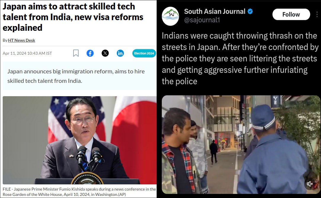 Japan aims to attract skilled tech talent from India, new visa reforms explained Indians were caught throwing thrash on the News Desk streets in Japan. After they’re confronted Apr 11, 2024 10:43 IST 