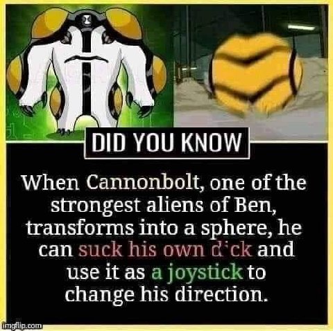 А YOU KNOW When Cannonbolt, one of the strongest aliens of Ben, transforms into a sphere, he сай апа use it as to change his clirection.