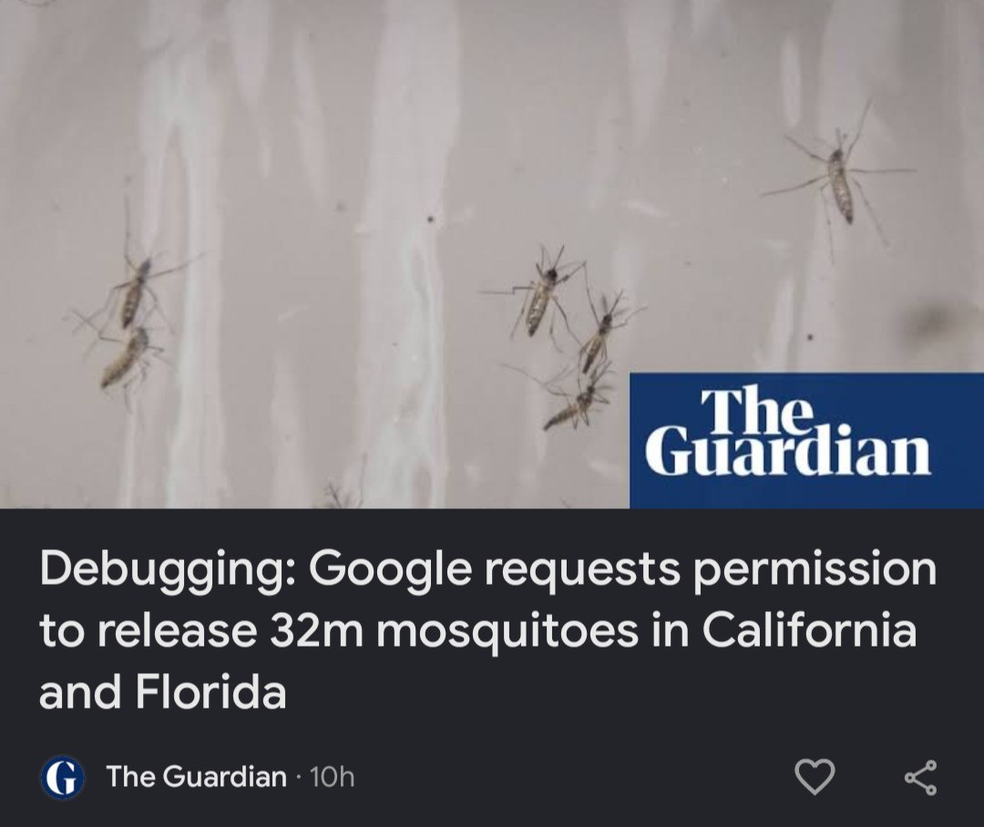 The Guardian Debugging: Google requests permission to release mosquitoes in California and Florida Guardian