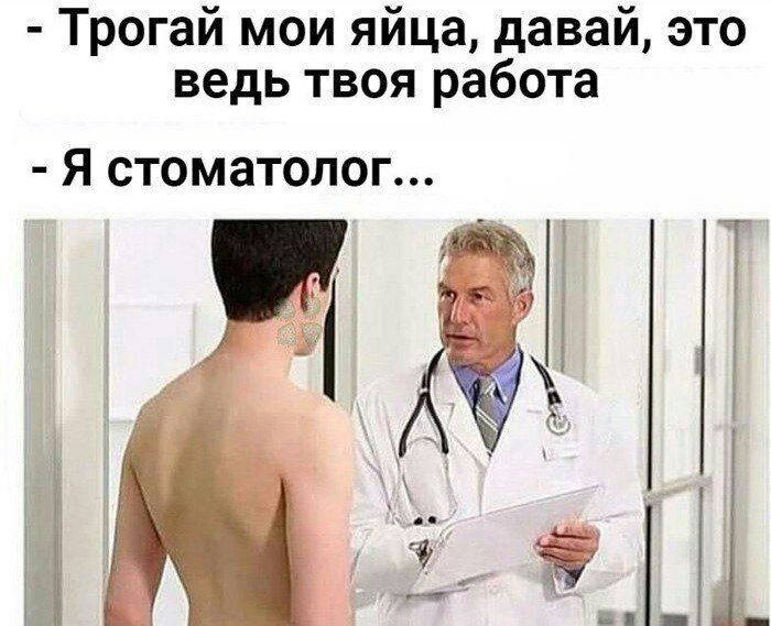 Трогай мои яйца, давай, это ведь твоя работа Я стоматолог... A”