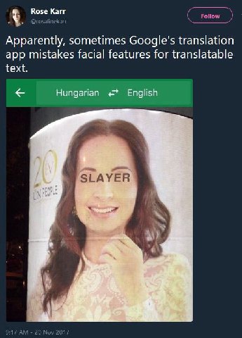 Козе Кагг Apparently, sometimes translation app mistakes facial features for translatable text. 4 Hungarian English a. ЧЕ