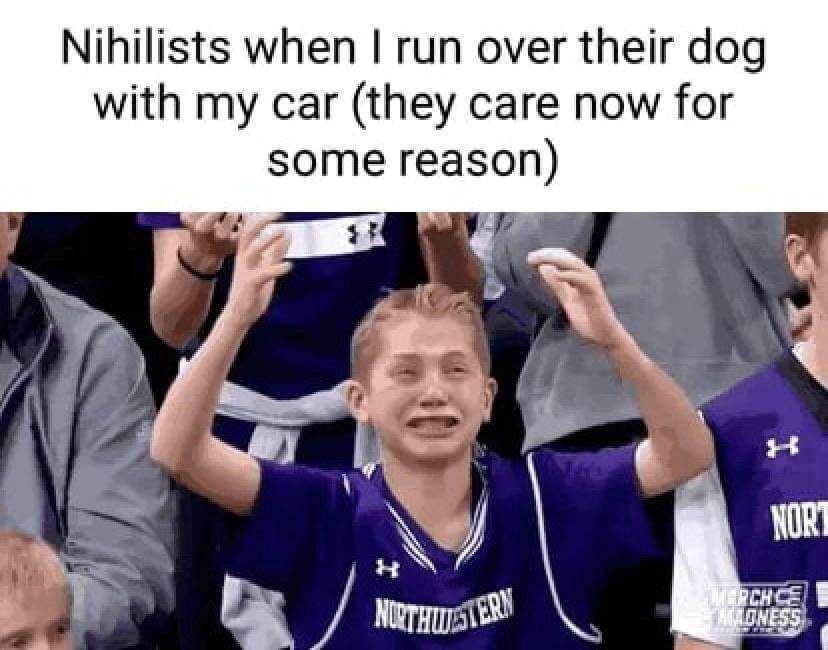 Nihilists when run over their dog with my car (they care now for some reason) i a if NOR