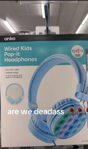 anko Wired Kids Pop-it Headphones PVC coble foldable design in-line with built-in mic a