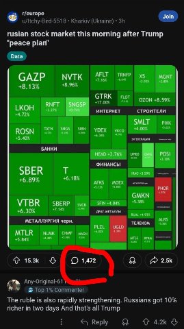 г/еигоре Kharkiv (Ukraine) rusian stock market this morning after Trump "peace plan" GTRK pear +17.00% ИНТЕРНЕТ СТРОИТЕЛИ БАНКИ ФИНАНСЫ ДРАГ.МЕТАЛЛЫ МЕТАЛЛУРГИЯ черн. 1,472 Any-Original-61 Top 1% Comm