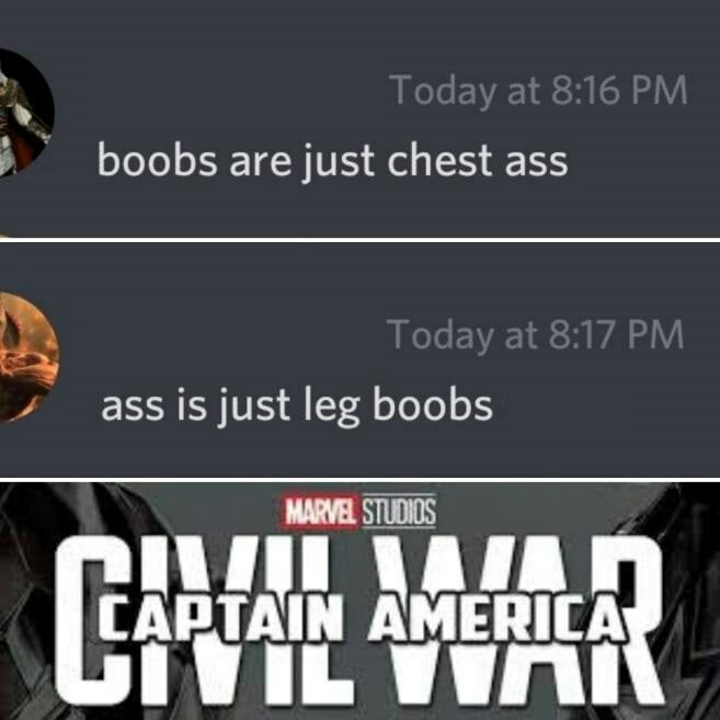 boobs are just chest ass ass is just leg boobs АГАТ