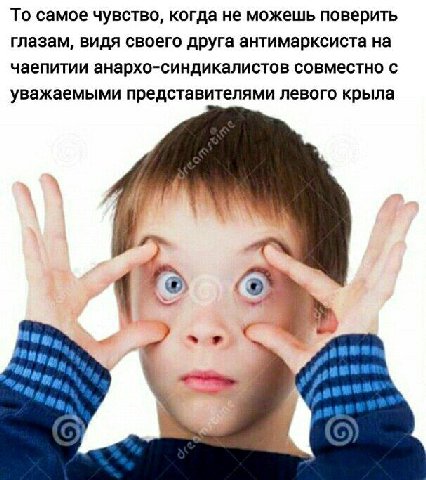 То самое чувство, когда не можешь поверить глазам, видя своего друга антимарксиста на чаепитии анархо-синдикалистов совместно с уважаемыми представителями левого крыла