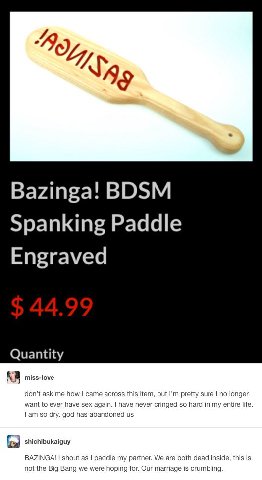 Bazinga! BDSM Spanking Paddle Engraved Quantity miss-love don't ask me how came across this item, but pretty sure no longer У ant to ever have sex again. have never cringed so hard in my entire life s