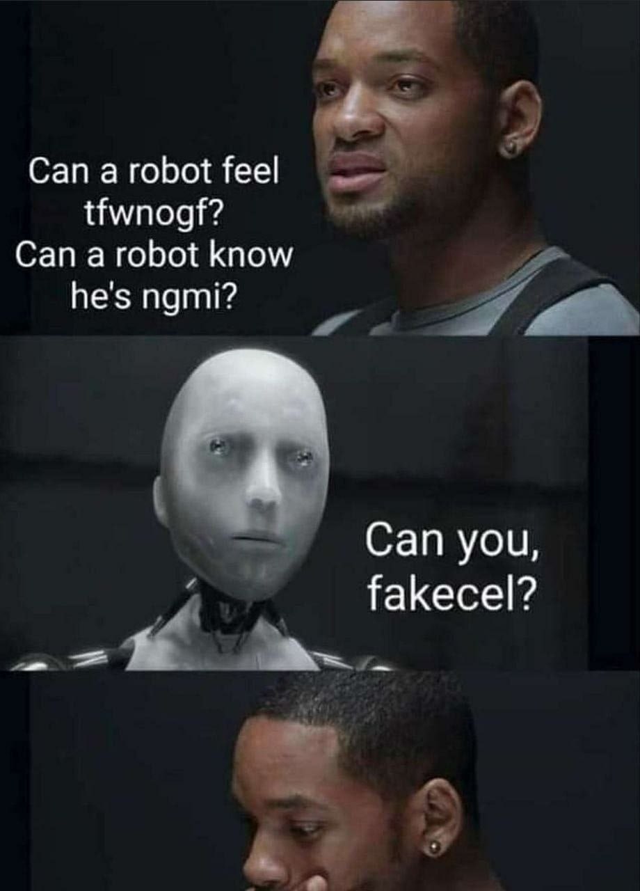 Can а robot feel tfwnogf? Can а robot know he's ngmi? A Can you, fakecel?