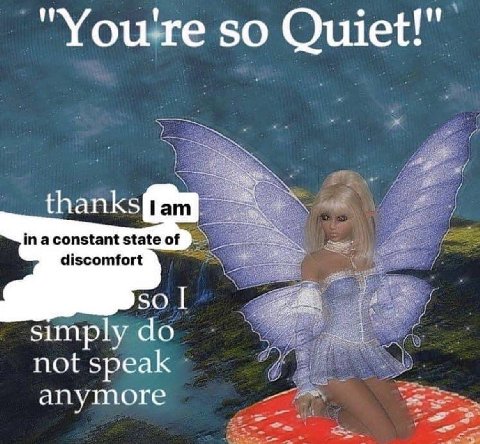 "You're so Quiet!" in a constant state of discomfort SO simply not speak апутоге