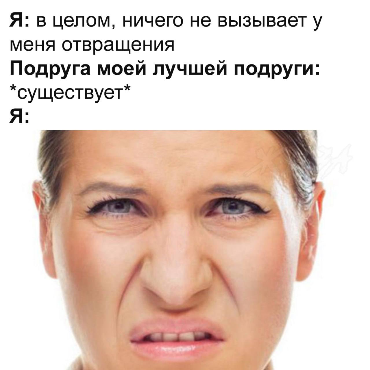 Я: в целом, ничего не вызывает у меня отвращения Подруга моей лучшей подруги: *существует* Я: Я