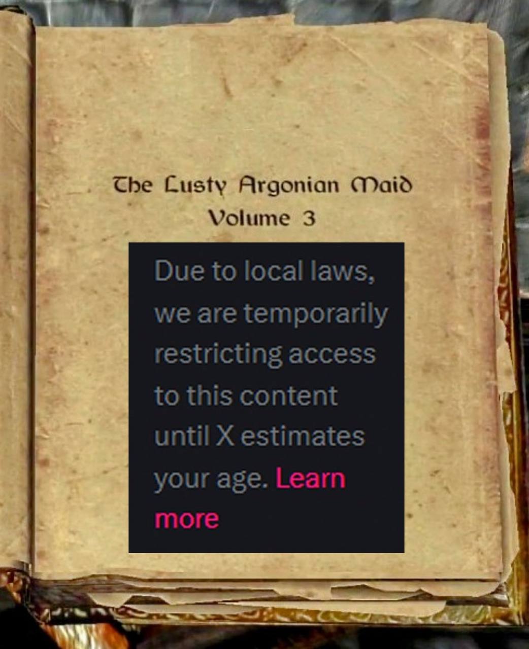 The Custy Argonian Maid Volume 3 Due to local laws, i we are temporarily restricting access to this content until estimates your age. Learn more 18