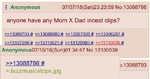 Anonymous 07/07/18(Sat)23:23:59 No.13088786 anyone have any Mom Dad incest clips? >>13088793 >>13088880 >>13097303 >>13106287 >>13107260 >>13110021 >>13129080 >>13130539 No.13130539 >Jazzmusicstops.jp