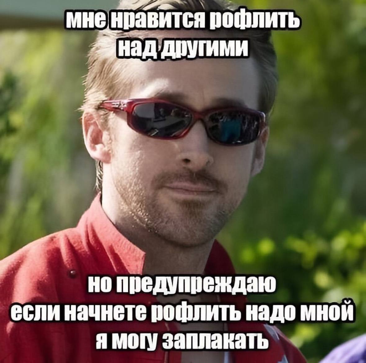 мне нравится рофлить ‚Другими предупреждаю если начнете надо мной я могу заплакать