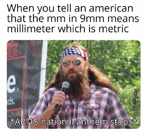 When you tell an american that the in means millimeter which is metric thy