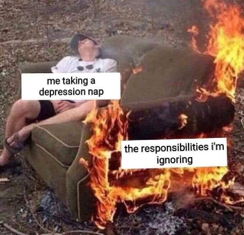me taking a depression nap the responsibilities ignoring
