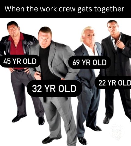 When the work crew gets together 49 OLD 69 OLD 32 OLD