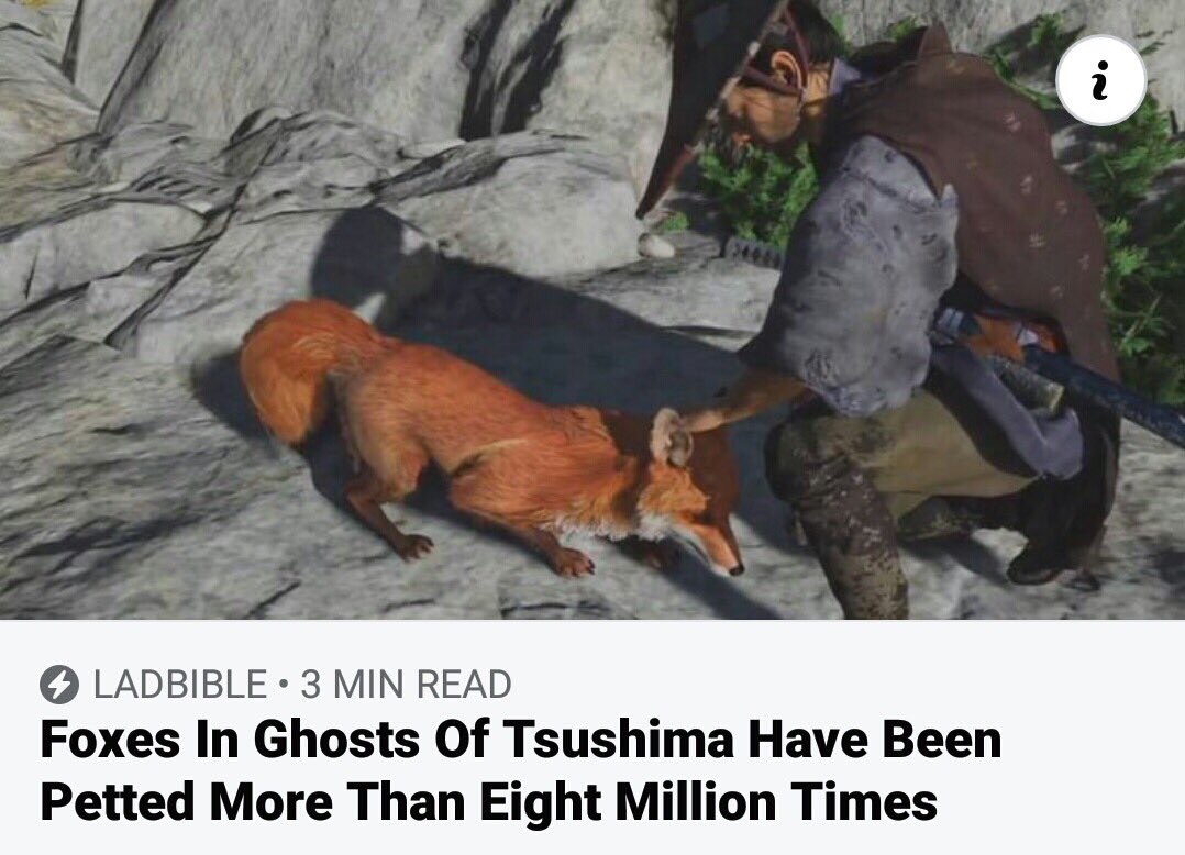 LADBIBLE 3 MIN READ Foxes In Ghosts Of Tsushima Have Been Petted More Than Eight Million Times