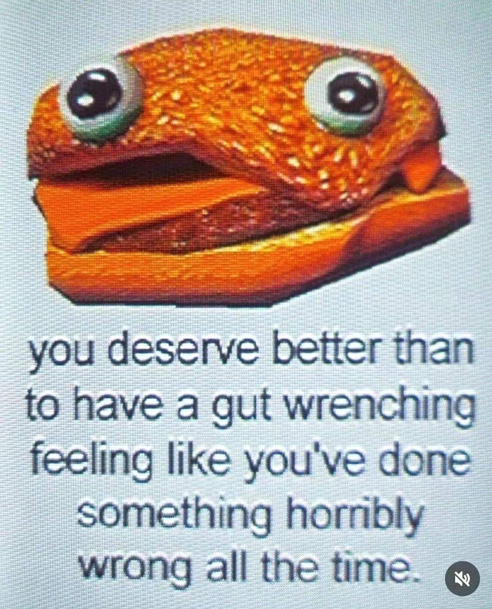 you deserve better than to have a gut wrenching feeling like you've done something hornbly wrong all the time.