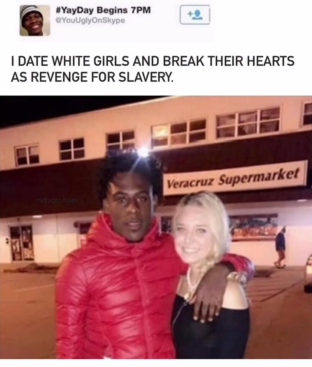 #YayDay Begins DATE WHITE GIRLS AND BREAK THEIR HEARTS AS REVENGE FOR SLAVERY.
