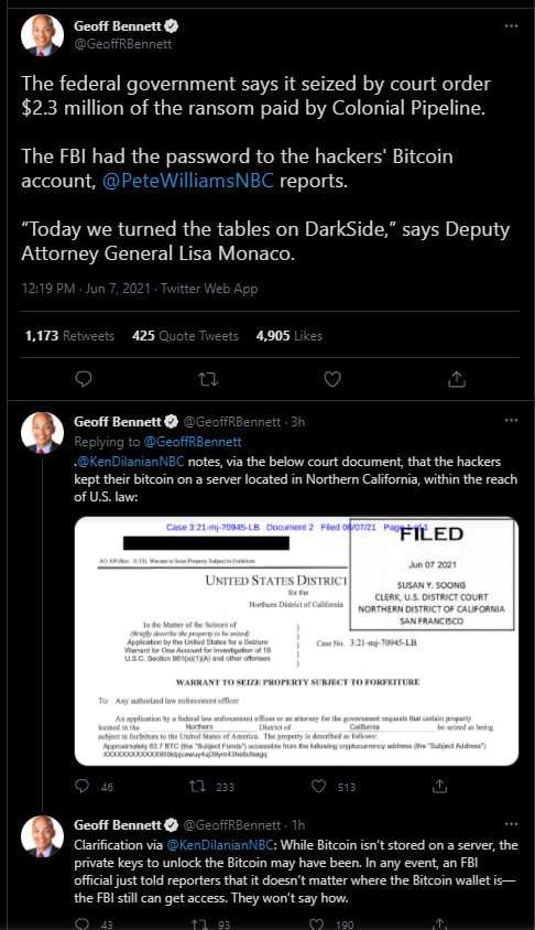 "an FBI official just told reporters that it doesn’t matter where the Bitcoin wallet is—the FBI still can get access. They won’t say how."