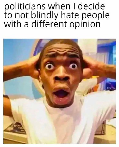 politicians when decide to not blindly hate people with a different opinion ‹3-