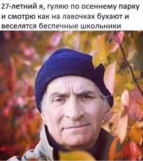 27-летний я, гуляю по осеннему парку и смотрю как на лавочках бухают и веселятся беспечные школьники 4 4