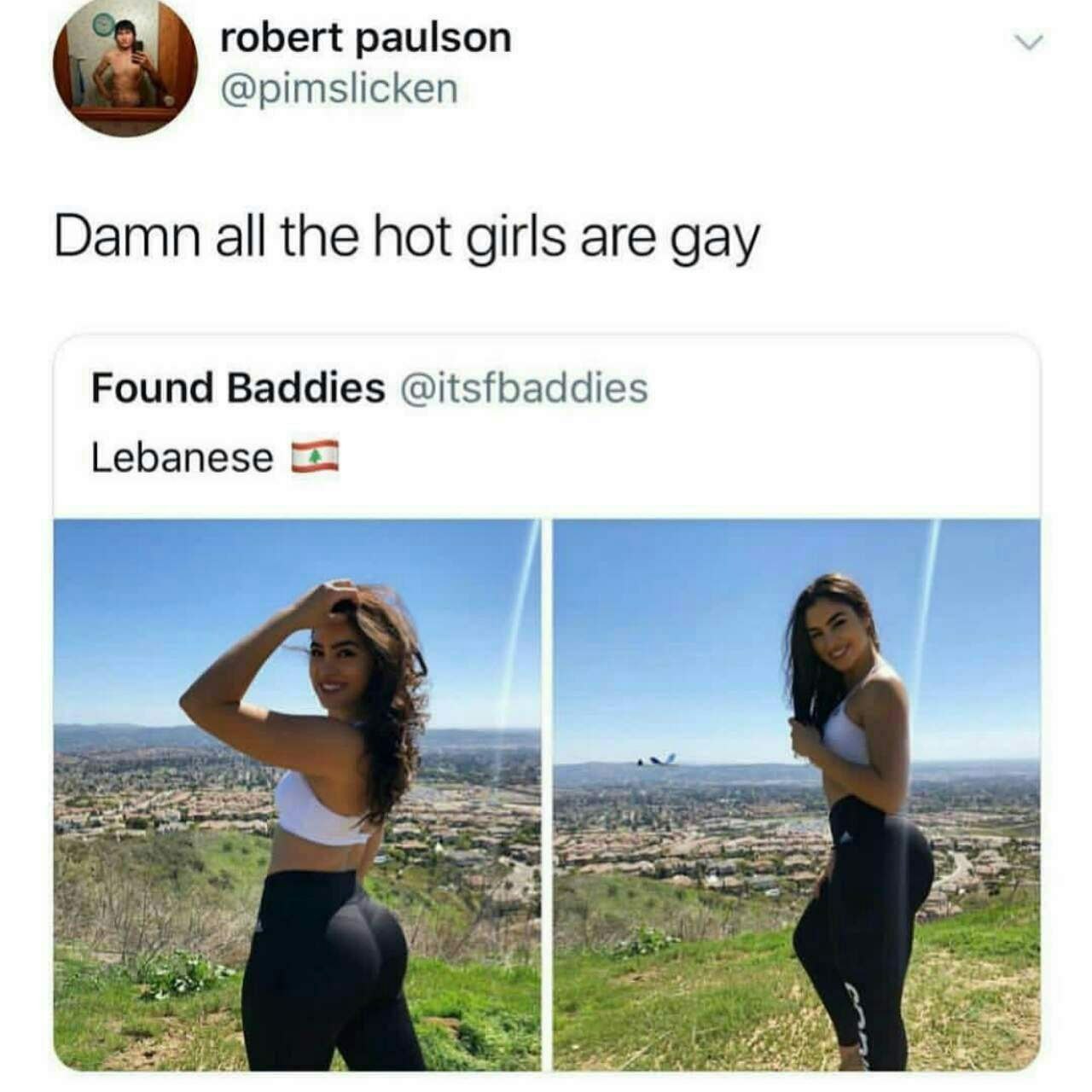 robert paulson @pimslicken Damn all the hot girls are gay Found Baddies @itsfbaddies Lebanese