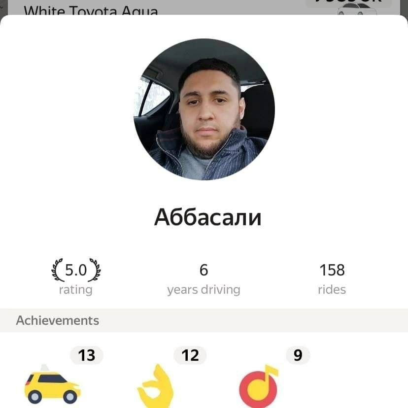 \Alhite Tavata Асита Аббасали {5.0} 6 158 rating years driving rides Achievements 13 12 9 и