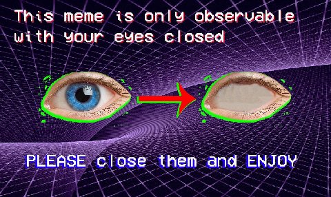 This meme is only observable With Your eves closed PLEASE close them and ENJOY