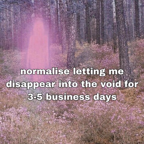 letting disappear into the void for business days