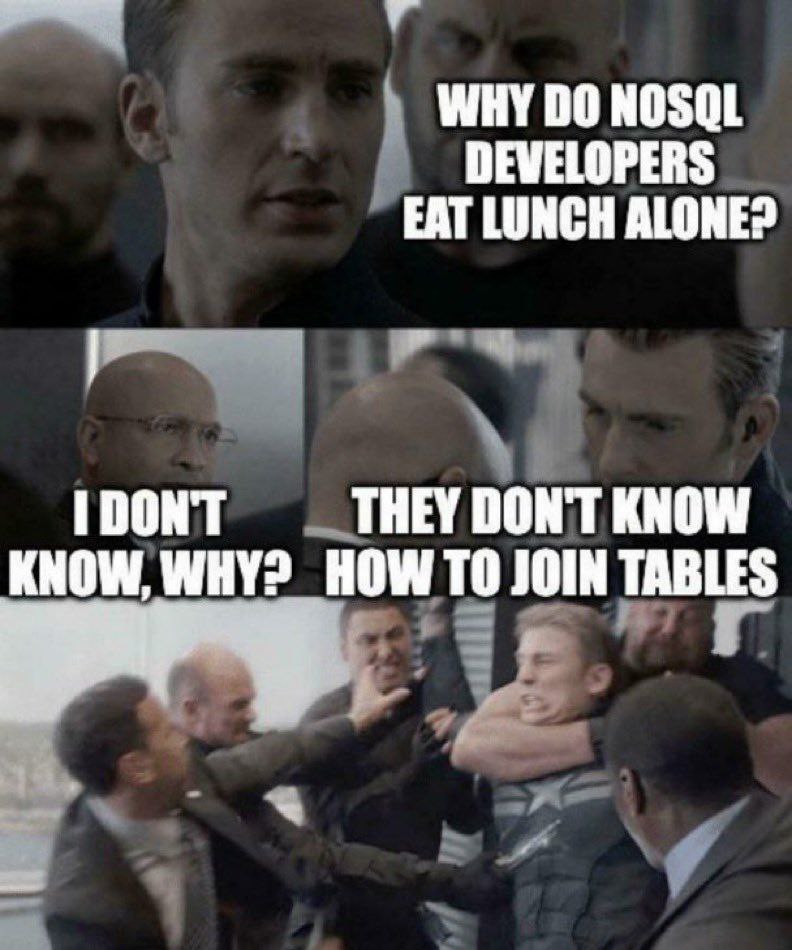 WHY DEVELOPERS EAT LUNCH ALONE? THEY DON'T KNOW HOW ТО JOIN TABLES