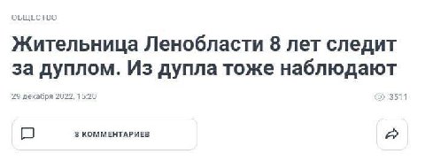 ОБЩЕСТВО Жительница Ленобласти 8 лет следит за дуплом. Из дупла тоже наблюдают 29 декабря 2022, 15:20 3511 8 КОММЕНТАРИЕВ