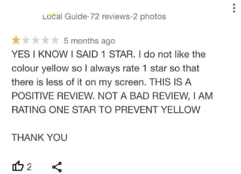 Guide-72 reviews:2 photos 5 months ago YES KNOW SAID 1 STAR. not like the colour yellow so always rate 1 star so that there is less of it my screen. THIS 1$ А POSITIVE REVIEW. NOT A BAD REVIEW, RATING