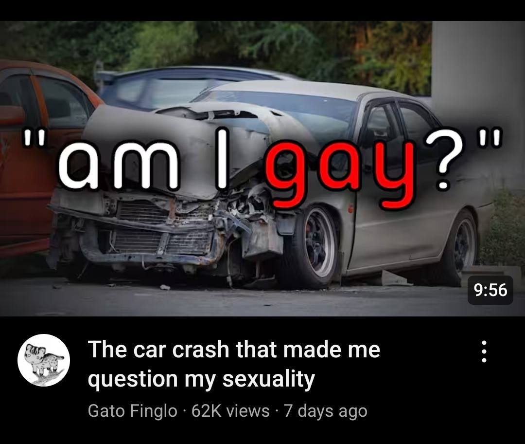 9:56 The саг crash that made question my sexuality Gato Finglo 62К views days ago