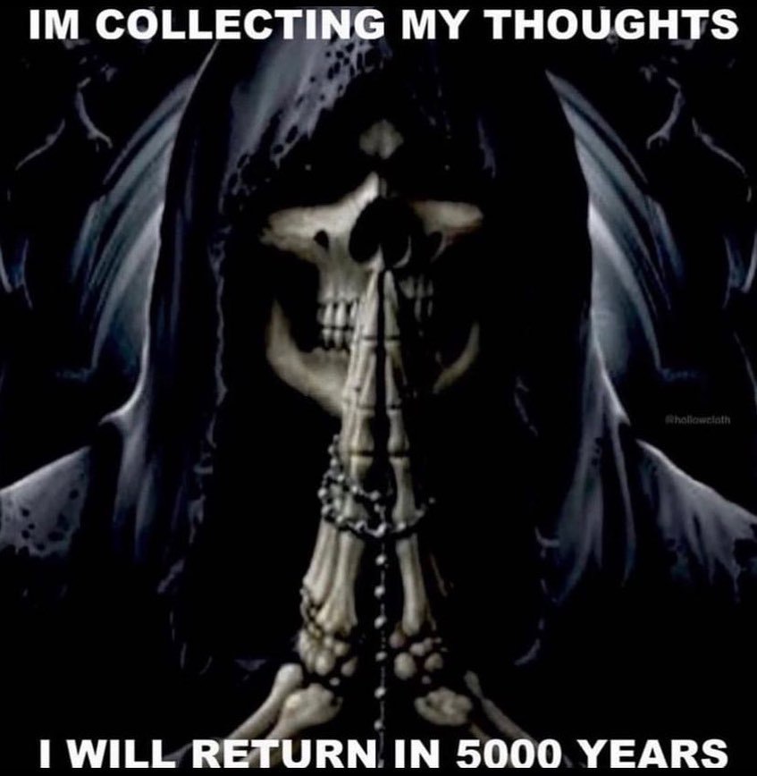 COLLECTING MY THOUGHTS WILL RETURN IN 5000 YEARS