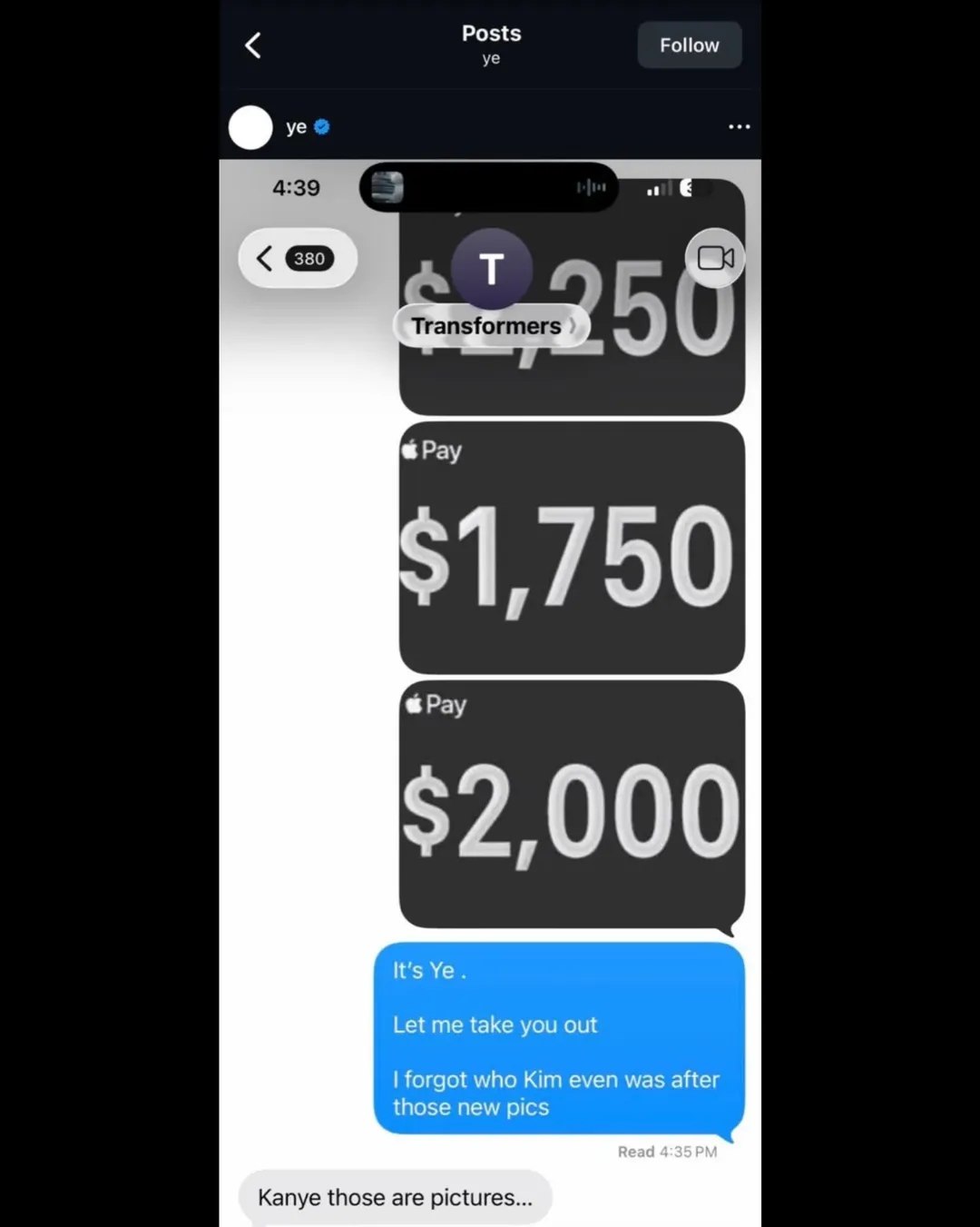 Posts Follow a Рау $2,000 It’s Let me take you out forgot who Kim even was after those new pics Read Kanye those are pictures...