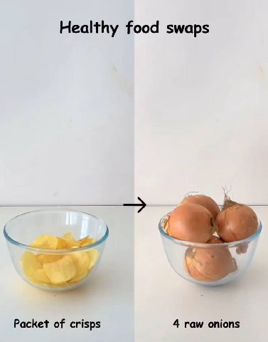 Healthy food swaps 4 raw onions Packet of crisps