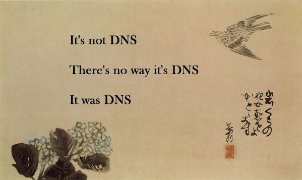 It's not DNS There's по way it's DNS It was DNS a