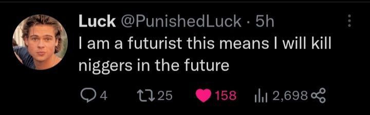 Luck атм а futurist this means will kill niggers in the future
