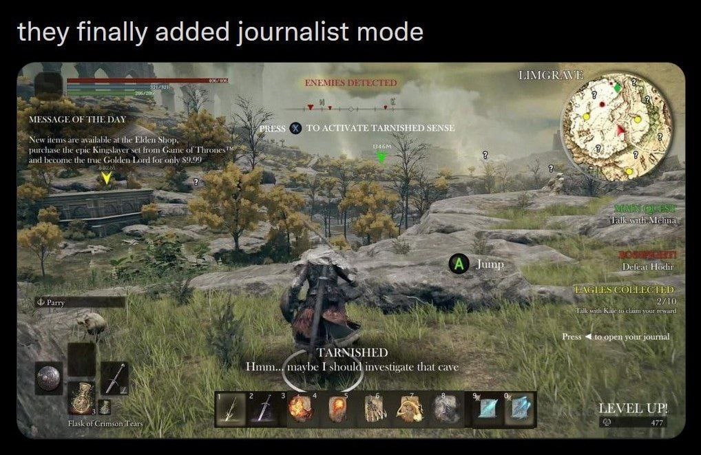 they finally added journalist mode LIMGR а К a> OF THE ilableat the Elden Shop, items are available В purchase the epic Thrones the tue Golden Lord for only Я poe 3 2 А у 4 у as К ane A 4 Hmm.. maybe 