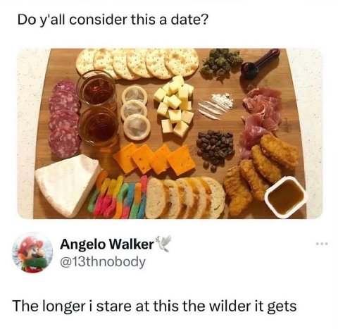 y'all consider this а date? Angelo у @13thnobody The longer i stare at this the wilder it gets