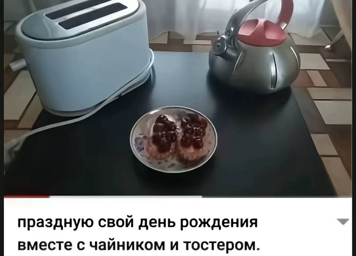 праздную свой день рождения вместе с чайником и тостером
