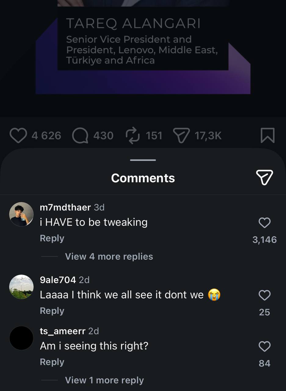 Comments m7mdthaer HAVE to be tweaking Reply 3.146 View 4 more replies Эа!е704 24 Laaaa think we all see it dont we Reply 25 ts_ameerr 2а i seeing this right? Reply 84 View 1 итоге reply